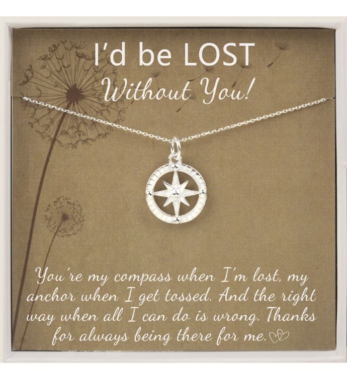 Sterling Silver Compass Valentine's Day Jewelry Gift